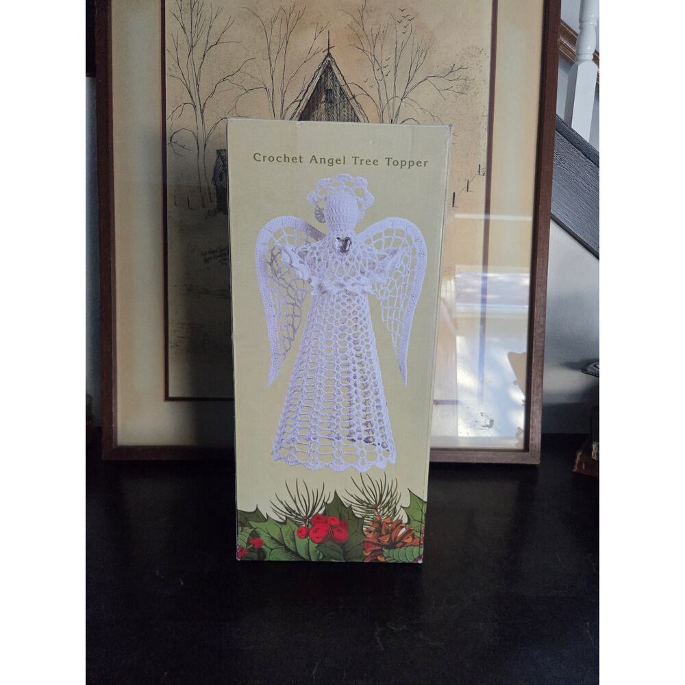 Cracker Barrel Crochet Angel Tree Topper 16" Christmas Holiday Decoration NIB